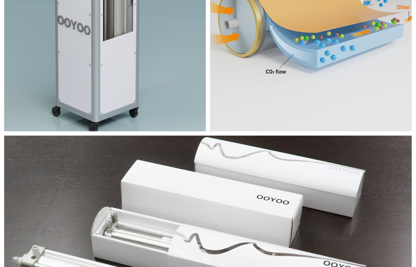 Carbon dioxide separation membrane equipment and system illustration.